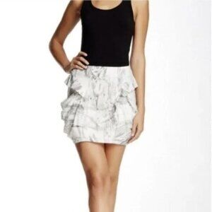 L.A.M.B. Gwen Stefani Gray White Marble Print Pocket Silk Drape Mini Skirt Sz 2
